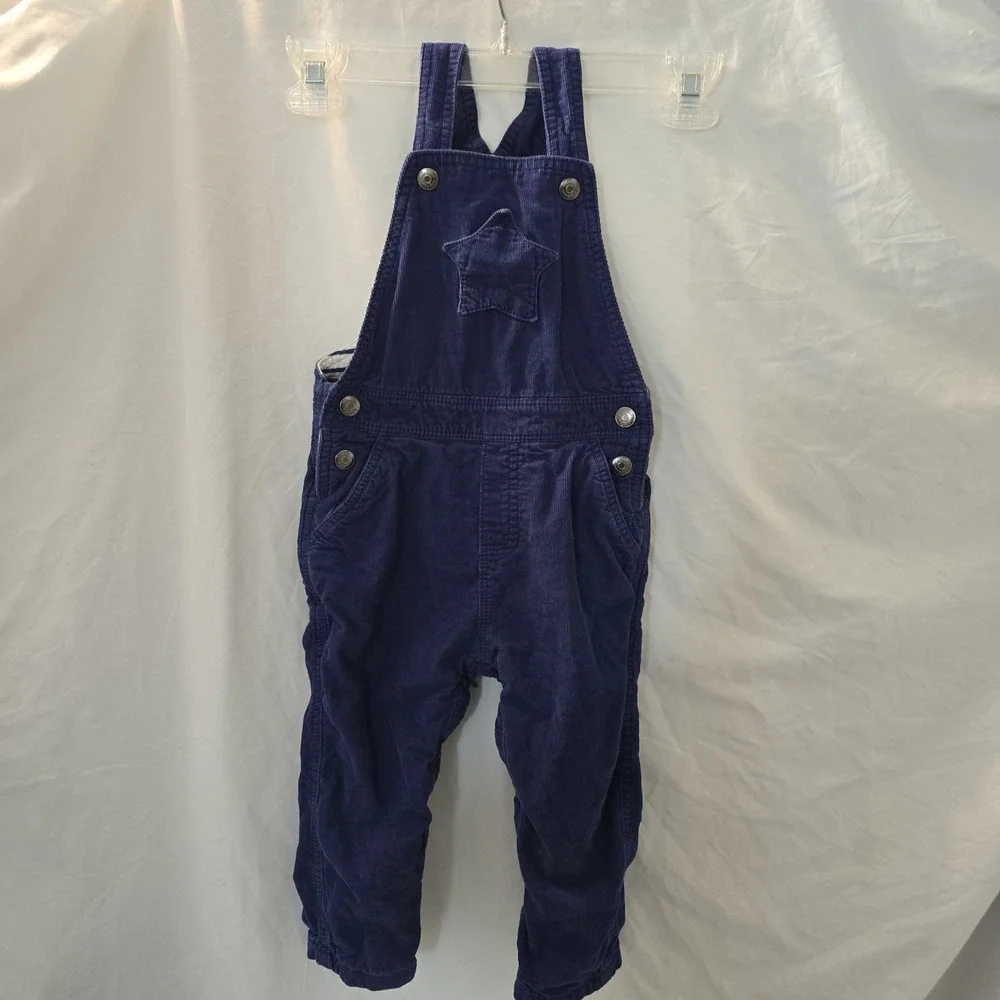 Baby Boden Blue Corduroy Star Patch Overalls 18-24 Months 100% Cotton